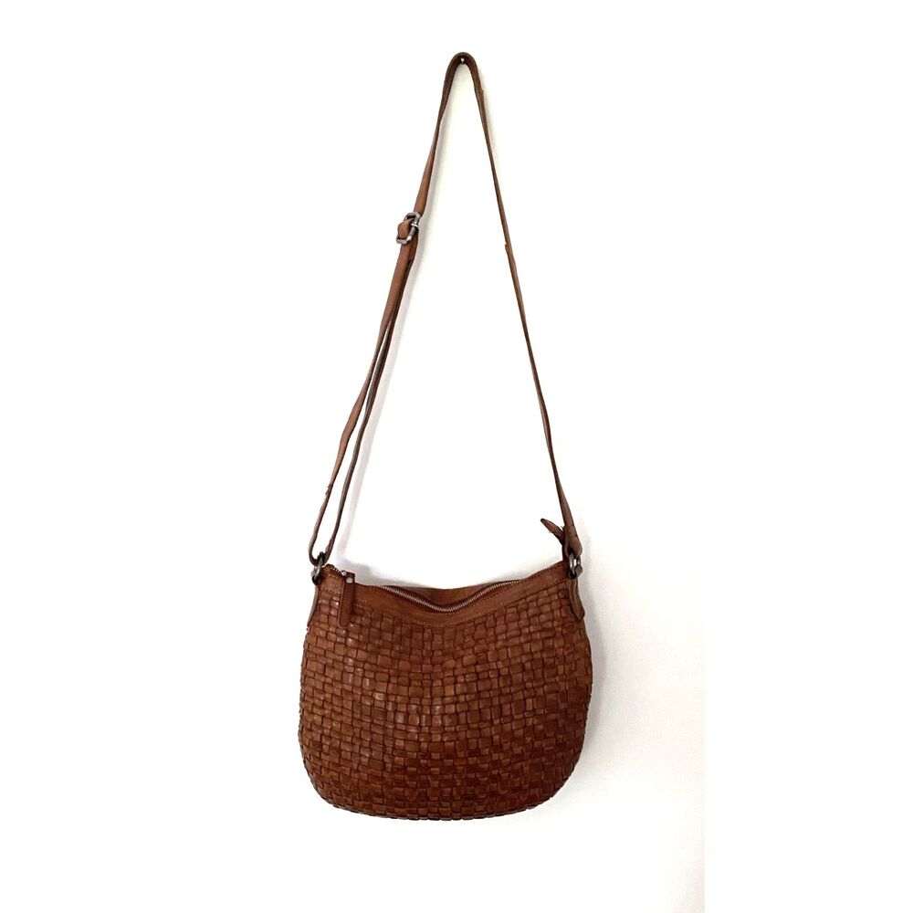 Anthro Vilenca Holland Cognac Leather Woven Crossbody Bag Boho Chic Timeless - Picture 10 of 10